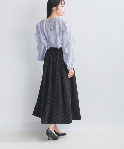 PICCIN（ピッチン）の「フリルシアーブラウス（シャツ/ブラウス・レディース・オフホワイト/ブラック/ラベンダー・M）」の7枚目の写真