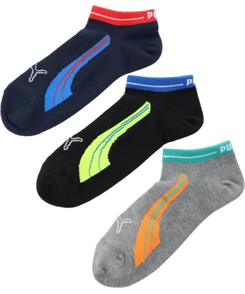 PUMA（プーマ）の「PUMA/プーマ ブランド ロゴ キッズ ボーイズ ソックス 消臭加工 補強 メッシュ くるぶし アンクル 靴下 子供用 3足セット 19cm～23cm（ソックス/靴下・キッズ・マルチ/その他1・19-21cm/21-23cm/23-25cm）」の10枚目の写真