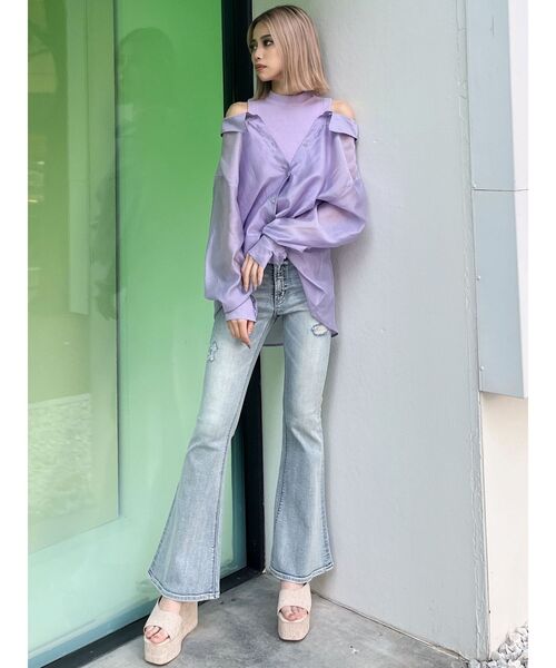 GYDA（ジェイダ）の「3WAYショルダーオープンシアードッキングシャツ（シャツ/ブラウス・レディース・オフホワイト/ラベンダー/ベージュ・FREE）」の16枚目の写真