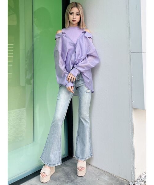 GYDA（ジェイダ）の「3WAYショルダーオープンシアードッキングシャツ（シャツ/ブラウス・レディース・オフホワイト/ラベンダー/ベージュ・FREE）」の17枚目の写真