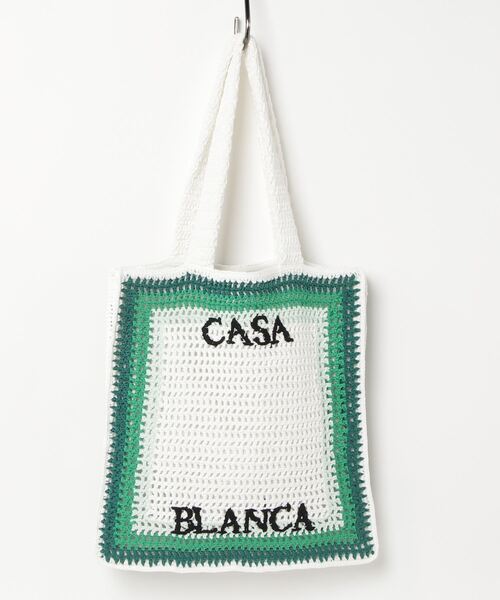 Casablanca（カサブランカ）の「COTTON CROCHET BAG（トートバッグ・メンズ・ホワイト×グリーン・ONE SIZE）」の2枚目の写真