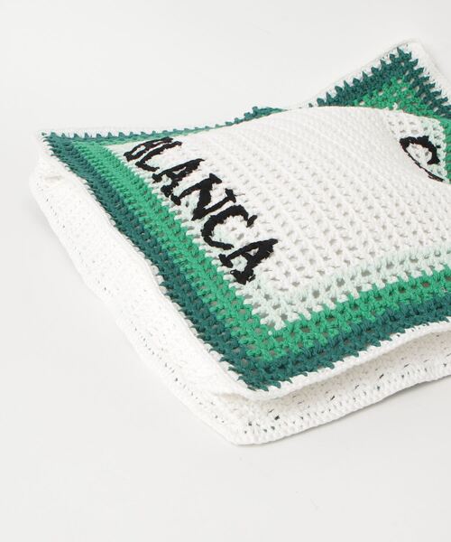 Casablanca（カサブランカ）の「COTTON CROCHET BAG（トートバッグ・メンズ・ホワイト×グリーン・ONE SIZE）」の3枚目の写真