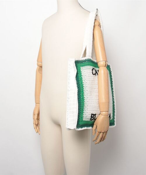 Casablanca（カサブランカ）の「COTTON CROCHET BAG（トートバッグ・メンズ・ホワイト×グリーン・ONE SIZE）」の5枚目の写真