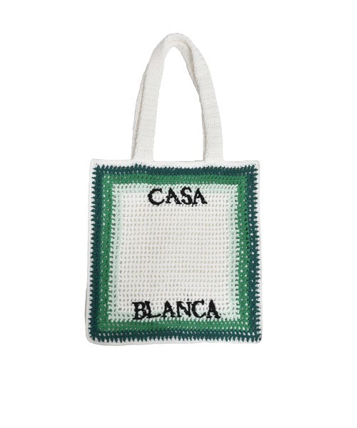 Casablanca（カサブランカ）の「COTTON CROCHET BAG（トートバッグ・メンズ・ホワイト×グリーン・ONE SIZE）」の6枚目の写真