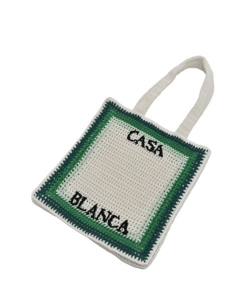 Casablanca（カサブランカ）の「COTTON CROCHET BAG（トートバッグ・メンズ・ホワイト×グリーン・ONE SIZE）」の7枚目の写真