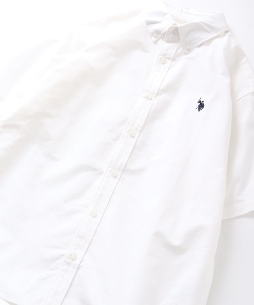 U.S. POLO ASSN.（ユーエスポロアッスン）の「【U.S. POLO ASSN./ユーエスポロアッスン】オックス ワンポイント刺繍 ボタンダウン ショートスリーブシャツ（シャツ/ブラウス・メンズ・ホワイト/インディゴブルー/ストライプ/ライラック/ブルー・M/L/LL）」の2枚目の写真