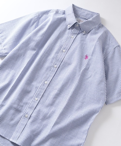 U.S. POLO ASSN.（ユーエスポロアッスン）の「【U.S. POLO ASSN./ユーエスポロアッスン】オックス ワンポイント刺繍 ボタンダウン ショートスリーブシャツ（シャツ/ブラウス・メンズ・ホワイト/インディゴブルー/ストライプ/ライラック/ブルー・M/L/LL）」の5枚目の写真