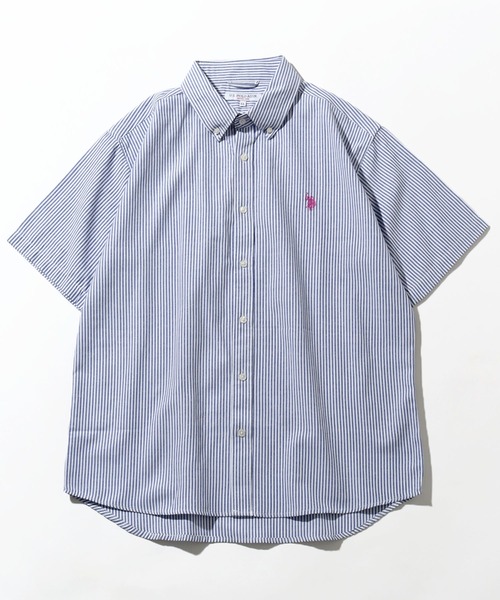 U.S. POLO ASSN.（ユーエスポロアッスン）の「【U.S. POLO ASSN./ユーエスポロアッスン】オックス ワンポイント刺繍 ボタンダウン ショートスリーブシャツ（シャツ/ブラウス・メンズ・ホワイト/インディゴブルー/ストライプ/ライラック/ブルー・M/L/LL）」の15枚目の写真