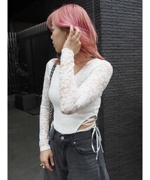 EVRIS | サイドレースアップデザイントップス(Tシャツ/カットソー)