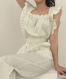 Miniministore（ミニミニストア）の「フリル袖 オールインワン パンツドレス（つなぎ/オールインワン）」