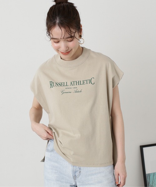 N.（N. Natural Beauty Basic）（エヌエヌナチュラルビューティーベーシック）の「【Ｎ．×ＲＵＳＳＥＬＬ　ＡＴＨＬＥＴＩＣ】◆ロゴＳＳＴ（Tシャツ/カットソー・レディース・チャコール/ベージュ/オフホワイト・MEDIUM）」の22枚目の写真