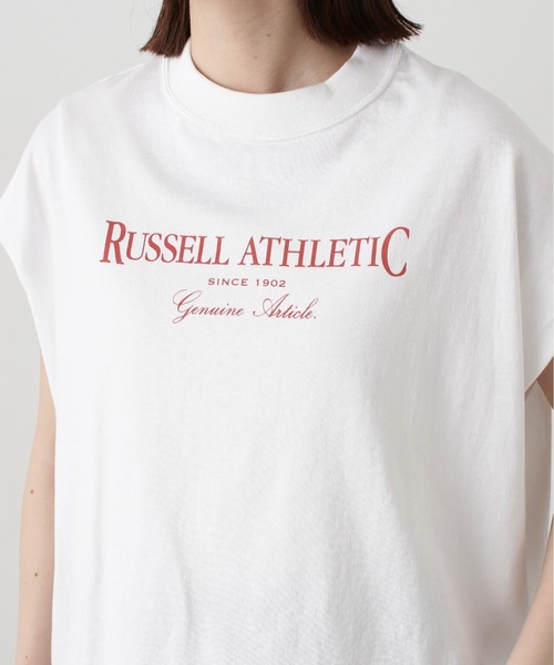N.（N. Natural Beauty Basic）（エヌエヌナチュラルビューティーベーシック）の「【Ｎ．×ＲＵＳＳＥＬＬ　ＡＴＨＬＥＴＩＣ】◆ロゴＳＳＴ（Tシャツ/カットソー・レディース・チャコール/ベージュ/オフホワイト・MEDIUM）」の13枚目の写真