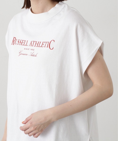 N.（N. Natural Beauty Basic）（エヌエヌナチュラルビューティーベーシック）の「【Ｎ．×ＲＵＳＳＥＬＬ　ＡＴＨＬＥＴＩＣ】◆ロゴＳＳＴ（Tシャツ/カットソー・レディース・チャコール/ベージュ/オフホワイト・MEDIUM）」の14枚目の写真