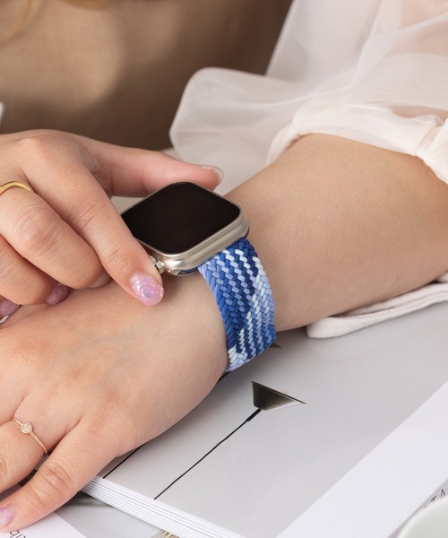 emonique(エモニーク)の「ナイロン編み WOVEN Apple Watch バンド スマートウォッチバンド【38/40/41/42/44/45/49mm対応】(デジタル腕時計・メンズ・ブルー/ピンク系その他/ライラック/ワインレッド/アイボリー/ブラック/アーミー/グレー/ブラック×ホワイト/ブラック×レッド/オレンジ系その他/グレー系その他/グレー×ホワイト/ピンク/レインボー・38/42)」の9枚目の写真