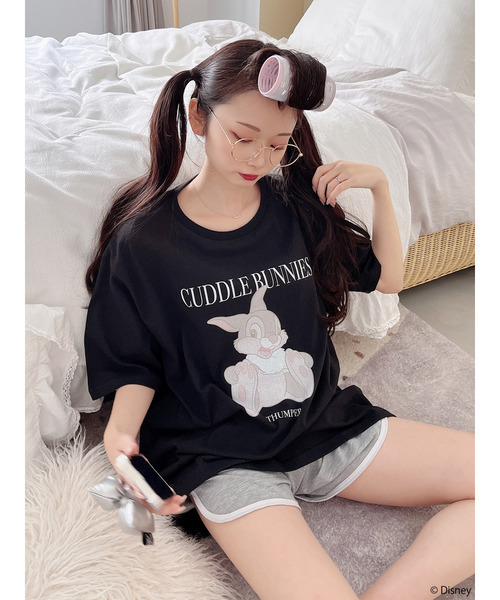 MIIA（ミーア）の「【Disney/バンビ】グラフィックプリントビッグTシャツ（Tシャツ/カットソー・レディース・オフホワイト/ブラック・FREE）」の4枚目の写真