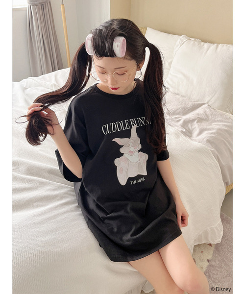 MIIA（ミーア）の「【Disney/バンビ】グラフィックプリントビッグTシャツ（Tシャツ/カットソー・レディース・オフホワイト/ブラック・FREE）」の8枚目の写真