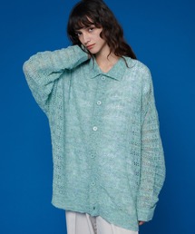 MESH MELANGE KNIT SHIRT / メッシュメランジニットシャツ