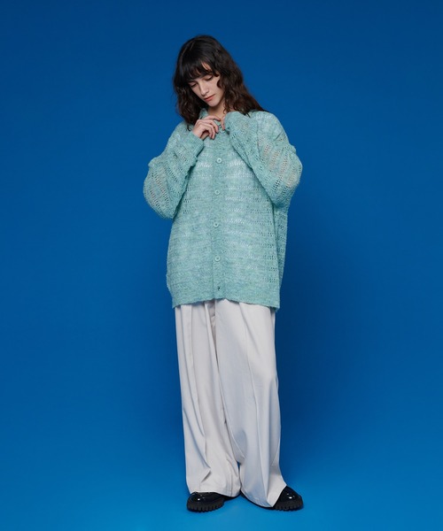 ONCILY(オンシェリー)の「MESH MELANGE KNIT SHIRT / メッシュメランジニットシャツ(シャツ/ブラウス・メンズ・ブルーグリーン/グレー・LARGE/MEDIUM)」の8枚目の写真