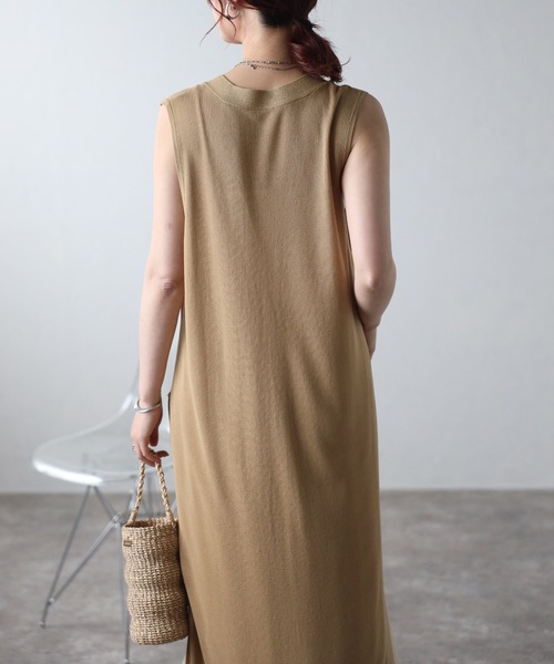 セール】ディープVスリットロングニットベスト（ベスト）｜＆HALF