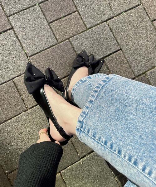 one after another NICE CLAUP(ワンアフターアナザーナイスクラップ)の「バックベルトリボンパンプス(パンプス・レディース・シルバー/ブラック/ピンクゴールド・S/M/L)」の6枚目の写真