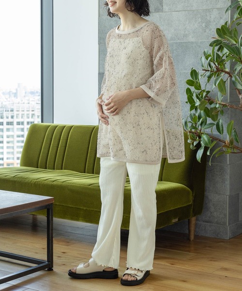 LEPSIM（レプシィム）の「【産前・産後対応】マタニティ／5分袖メッシュ　114110（マタニティウェア/グッズ・レディース・ブラウン/アイボリー/ブラック・FREE）」の7枚目の写真