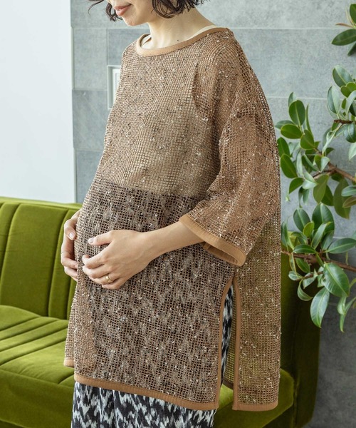 LEPSIM（レプシィム）の「【産前・産後対応】マタニティ／5分袖メッシュ　114110（マタニティウェア/グッズ・レディース・ブラウン/アイボリー/ブラック・FREE）」の19枚目の写真