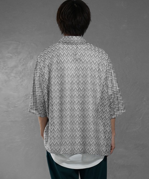 MinoriTY】ジグザグ柄エアリーシアーシャツ メッシュトップス 透かし