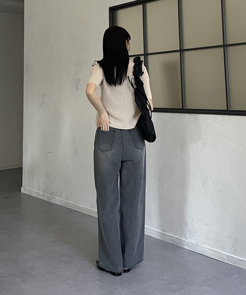 Thevon（ゼボン）の「ダブルジップ襟付き半袖ニット（カーディガン/ボレロ・レディース・ブルー/アイボリー/ブラック/ベージュ・FREE）」の15枚目の写真