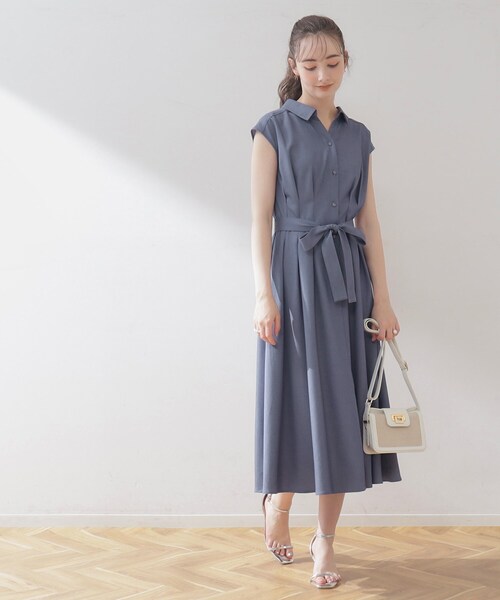 全方位ウケ！爽やかワンピ】シャンブレーデニムタックワンピース
