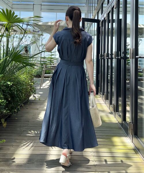 全方位ウケ！爽やかワンピ】シャンブレーデニムタックワンピース