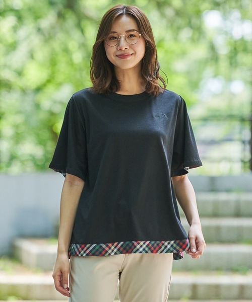 Arnold Palmer（アーノルドパーマー）の「パーマーチェック ヘムチュニック（チュニック・レディース・ネイビー/ホワイト/ブラック・S/M/L）」の2枚目の写真