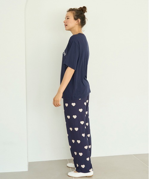 【gelato pique】アイス柄 接触冷感パジャマ(上下) セール】【接触冷感】【UNISEX】ハートアイス柄ロングパンツ