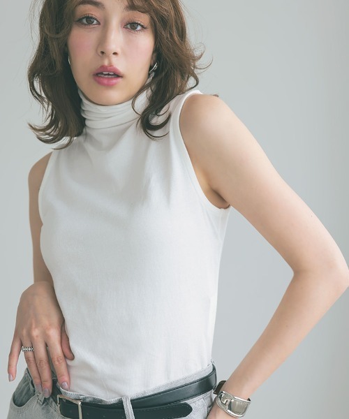 DONOBAN（ドノバン）の「UVボトルネックタンクトップ（タンクトップ・レディース・ミント/ネイビー/オフホワイト/ブラック・LL/M/L）」の2枚目の写真