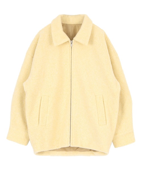 titivate（ティティベイト）の「フェイクウールミドル丈ステンカラージャケット（ステンカラーコート・レディース・アイボリー/チャコール/イエロー・FREE）」の9枚目の写真