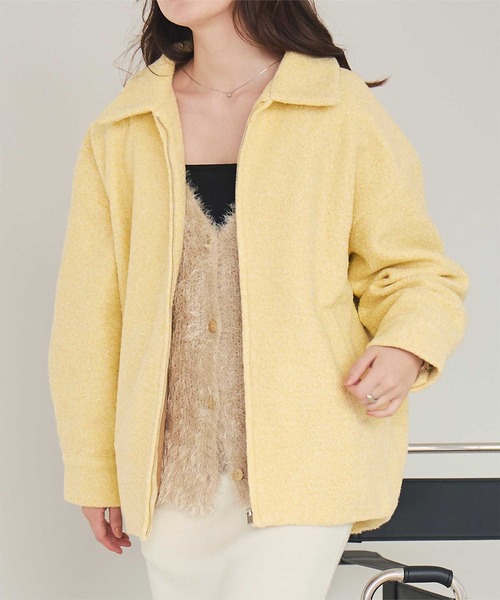 週末限定お値下げです♡ディオール新作　ウール　ニットコート　ジャケット セール】フェイクウールミドル丈ステンカラージャケット（ステンカラー