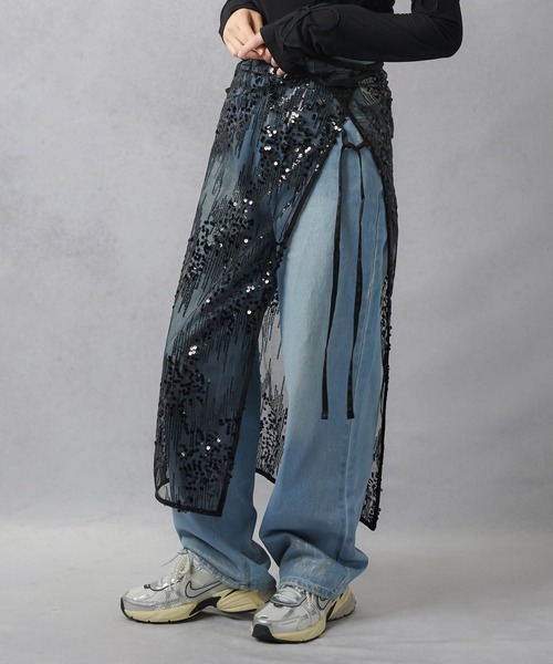 Lull(ルル)の「【Lull / ルル】キラキラチュール巻きスカート/ラップスカート/腰巻き(スカート・レディース・ホワイト/ブラック・ONESIZE)」の15枚目の写真