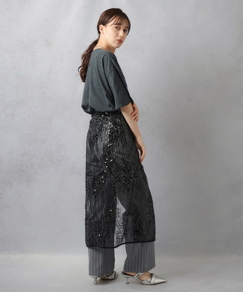 Lull(ルル)の「【Lull / ルル】キラキラチュール巻きスカート/ラップスカート/腰巻き(スカート・レディース・ホワイト/ブラック・ONESIZE)」の3枚目の写真