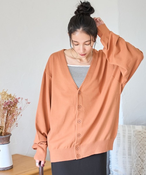 WEGO（ウィゴー）の「WEGO/ドロップショルダーカーディガン（カーディガン/ボレロ・メンズ・ブラック/ライトグレー/ダークグリーン/ネイビー/オレンジ/ライトベージュ・MEDIUM/LARGE）」の6枚目の写真