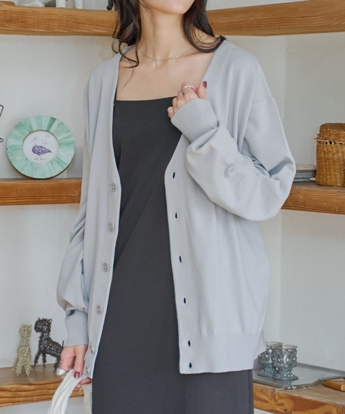 WEGO（ウィゴー）の「WEGO/ドロップショルダーカーディガン（カーディガン/ボレロ・メンズ・ブラック/ライトグレー/ダークグリーン/ネイビー/オレンジ/ライトベージュ・MEDIUM/LARGE）」の2枚目の写真