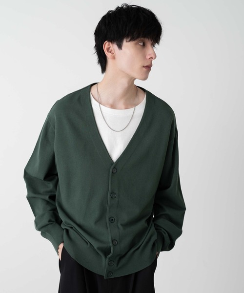 WEGO（ウィゴー）の「WEGO/ドロップショルダーカーディガン（カーディガン/ボレロ・メンズ・ブラック/ライトグレー/ダークグリーン/ネイビー/オレンジ/ライトベージュ・MEDIUM/LARGE）」の4枚目の写真