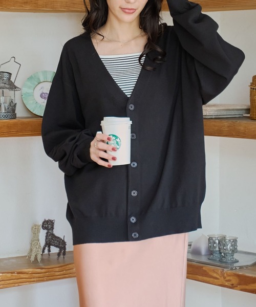 WEGO（ウィゴー）の「WEGO/ドロップショルダーカーディガン（カーディガン/ボレロ・メンズ・ブラック/ライトグレー/ダークグリーン/ネイビー/オレンジ/ライトベージュ・MEDIUM/LARGE）」の19枚目の写真