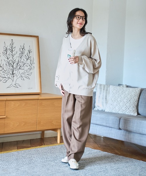 WEGO（ウィゴー）の「WEGO/ドロップショルダーカーディガン（カーディガン/ボレロ・メンズ・ブラック/ライトグレー/ダークグリーン/ネイビー/オレンジ/ライトベージュ・MEDIUM/LARGE）」の9枚目の写真