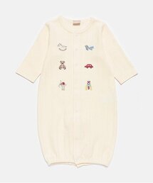 【オーガニック】モチーフ刺繍2WAYオール