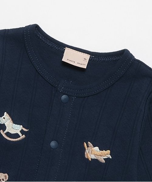 petit main（プティマイン）の「【オーガニック】モチーフ刺繍2WAYオール（ロンパース・キッズ・ネイビー/ライトグレー/アイボリー・50-70cm）」の12枚目の写真