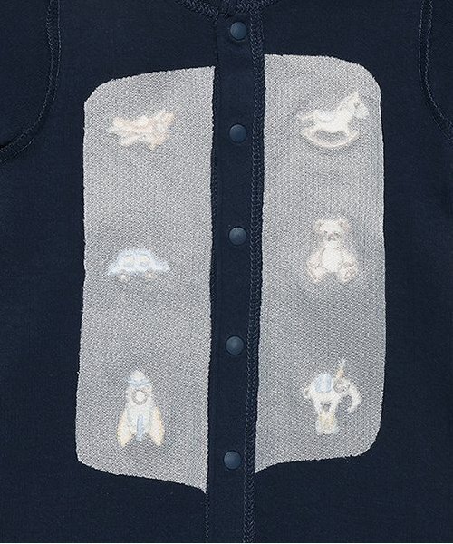 petit main（プティマイン）の「【オーガニック】モチーフ刺繍2WAYオール（ロンパース・キッズ・ネイビー/ライトグレー/アイボリー・50-70cm）」の10枚目の写真