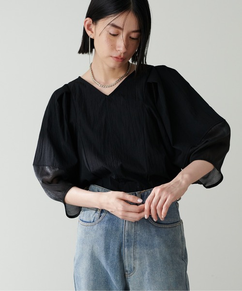 LARUTA(ラルータ)の「【LARUTA】タイプライター×オーガンジー2WAYブラウス(シャツ/ブラウス・レディース・ライトベージュ/ブラック/オフホワイト・FREE)」の17枚目の写真