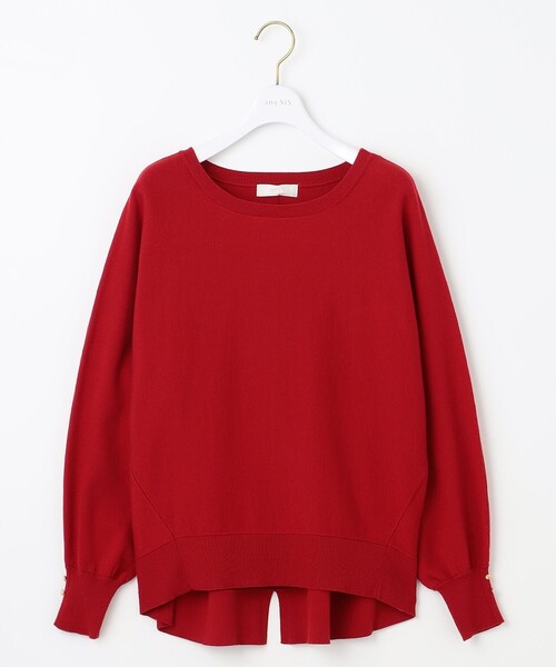 ANY SIS（エニィスィス）の「【CICA加工・選べる9色展開】クルーネックバックスリット ニット（ニット/セーター・レディース・アイボリー系/レッド系/ブラック系/イエロー系/ブルー系/ピンク系/グリーン系/ライラック系/オレンジ系・4）」の12枚目の写真