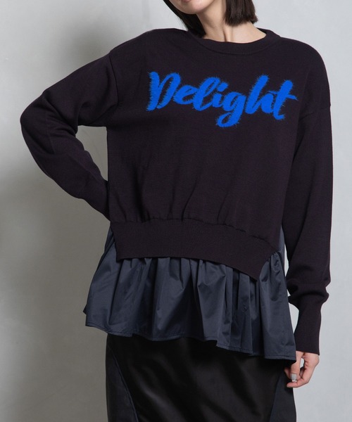 MARECHAL TERRE（マルシャルテル）の「フェザーロゴニットプルオーバー（ニット/セーター・レディース・ネイビー/オフホワイト/ブラック系/グレー系・MEDIUM）」の4枚目の写真