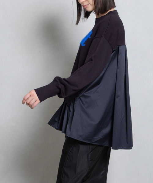 MARECHAL TERRE（マルシャルテル）の「フェザーロゴニットプルオーバー（ニット/セーター・レディース・ネイビー/オフホワイト/ブラック系/グレー系・MEDIUM）」の5枚目の写真