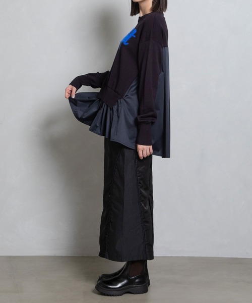 MARECHAL TERRE（マルシャルテル）の「フェザーロゴニットプルオーバー（ニット/セーター・レディース・ネイビー/オフホワイト/ブラック系/グレー系・MEDIUM）」の8枚目の写真